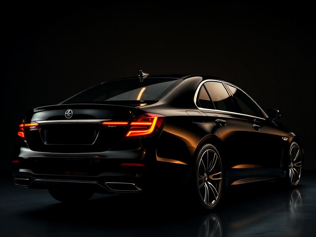 Black luxury sedan after ceramic coating before